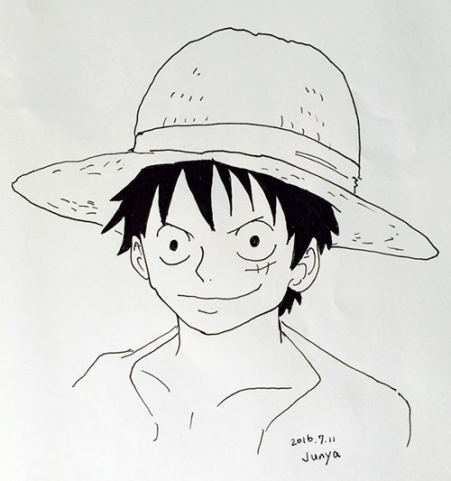 One Piece ワンピース の主役ルフィを描いてみた 寺田純也の気ままなブログ 足と靴の専門店 Skip 浜松 静岡