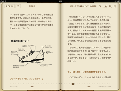 ipadで閲覧した場合のイメージ（アプリ：ibooks